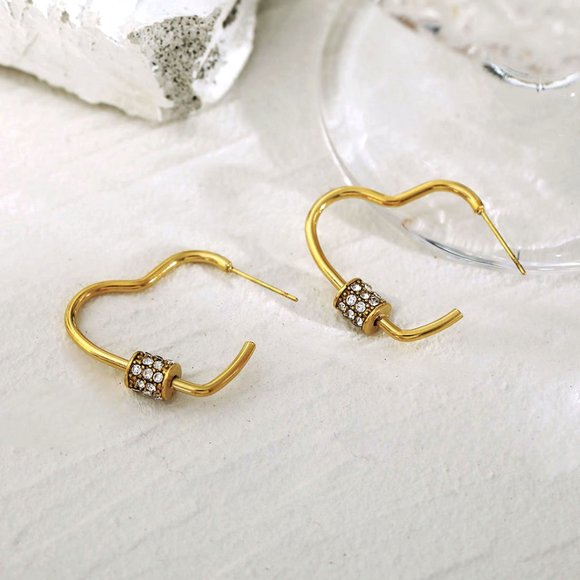 PRECIOUS Zirconia Heart Hoop Earrings - Picture 3 of 6